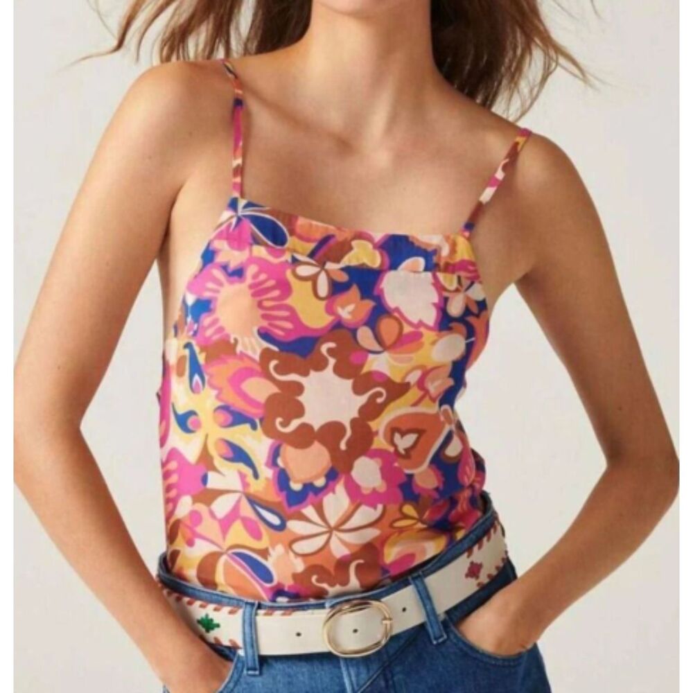 ba&sh Sery Floral Print Viscose Camisole Tank Top Multicolor Size Large